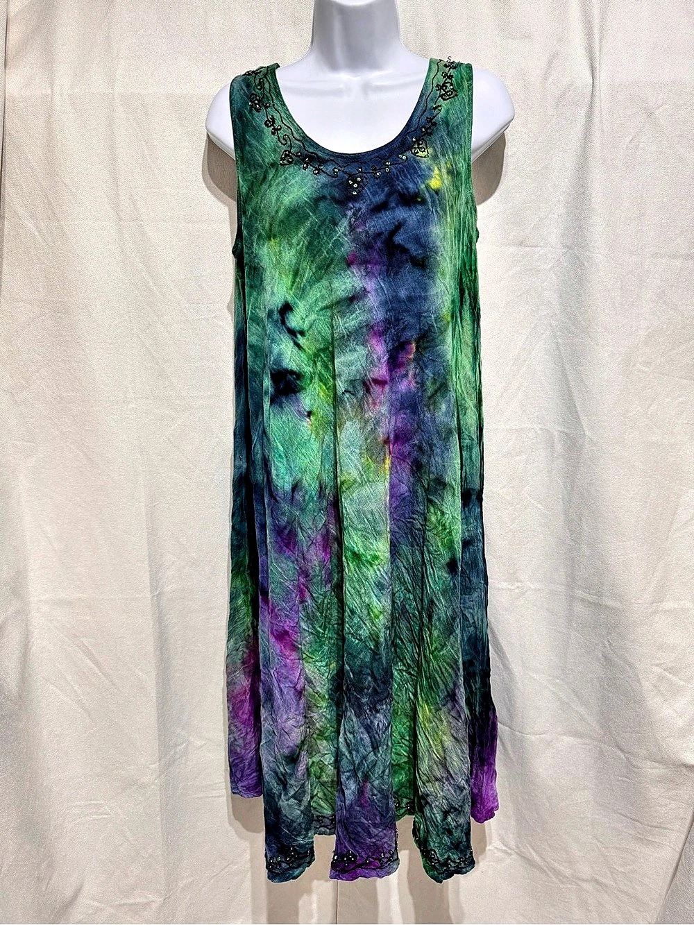 Boutique Boho India Purple Green Tie-Dye Free Size Festival Fairy Hippie Free Sz
